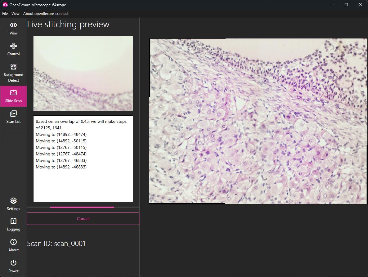 The Slide Scan Tab in the UI for the OFM Server The Slide Scan Tab in the UI for the OFM Server